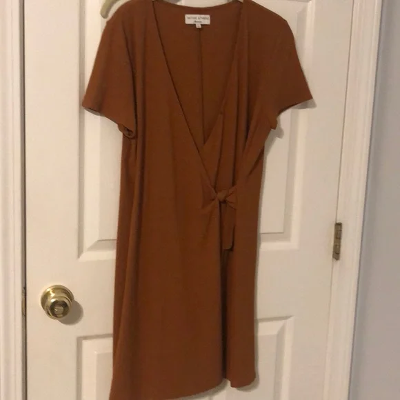 madewell orange dress Poplin Seamed Maxi Dress
